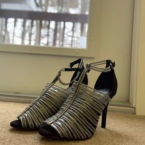 Zara Basic Collection Black And Silver Heels